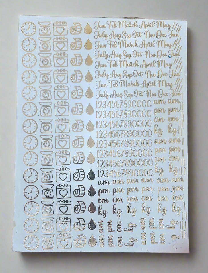New Baby born measurement metalic sheet