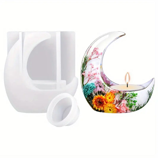 Moon Shape Candle Holder Resin Silicon Mold