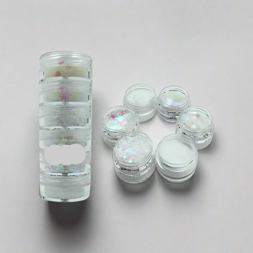 6 in 1 Glitter & Chunks - White