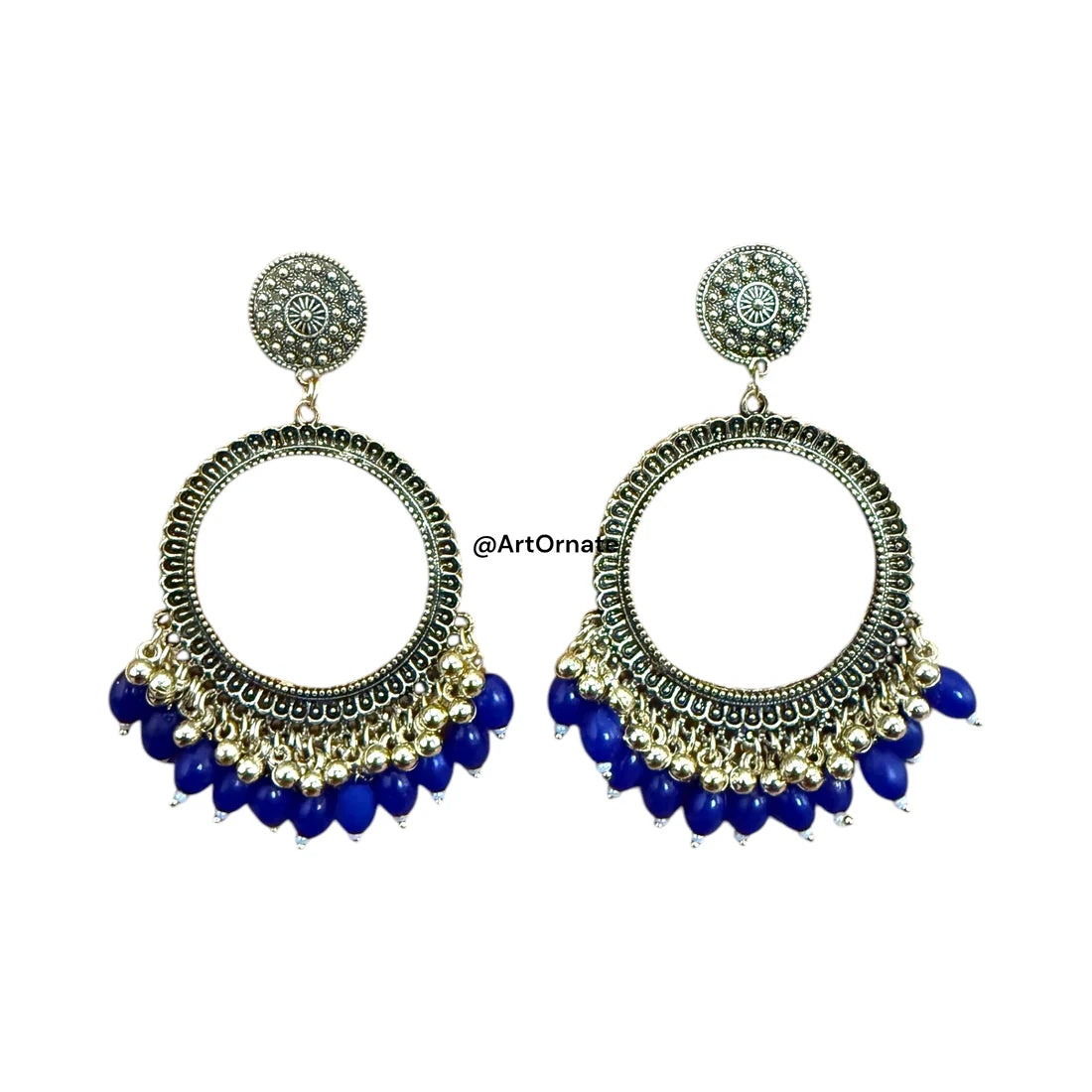 Golden and Blue Jhumka Bezel