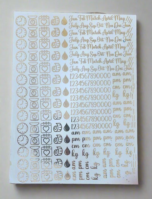 New Baby born measurement metalic sheet