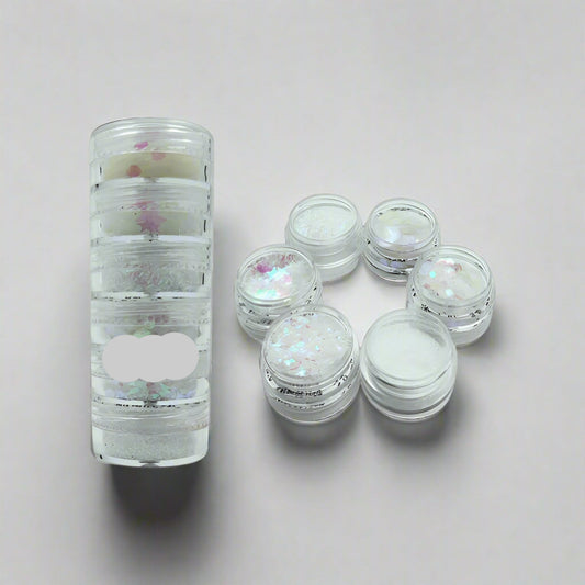 6 in 1 Glitter & Chunks - White