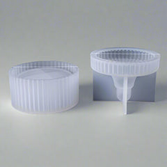 Silicone Mold for Candle Jar, Round Striped Storage Jewelry Box Mold