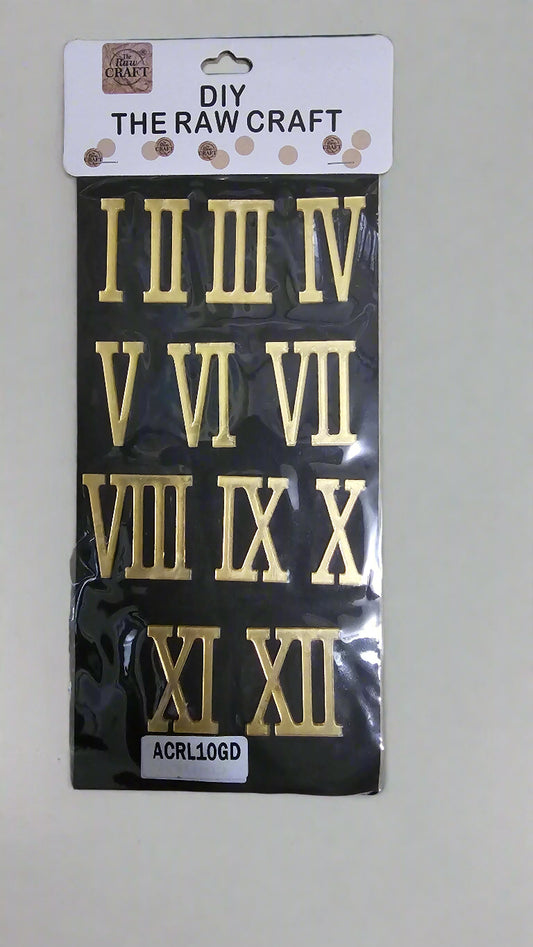 Roman Acrylic Clock Number (1.5inch) - (Golden and Black)