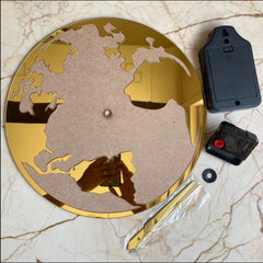 12 Inch World Map Acrylic Ring with or without 12 inch mdf Base and Clock Set