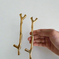 Metal branch Design Tray Handle Golden