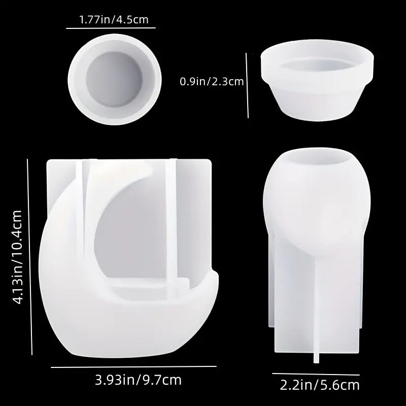 Moon Shape Candle Holder Resin Silicon Mold